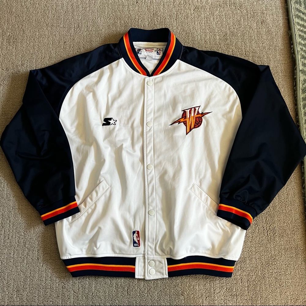 VTG Golden State Warriors Starter Jacket Sz XL NBA Authentics Old Logo 90’s Y2K - Picture 2 of 15